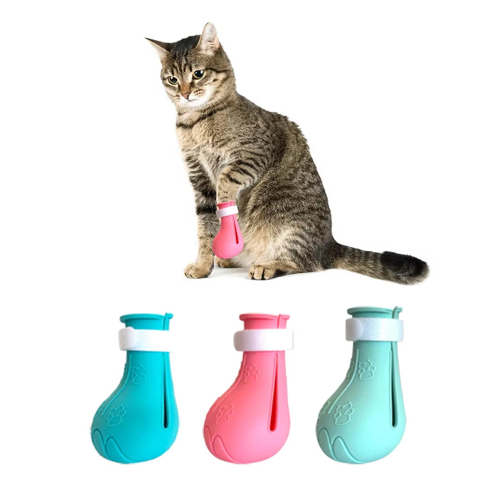 1 Set of 4 Adjustable Anti-Scratch Cat Paw Protector Boots for Groomingbathing,Protect Your Furniture and Skin from Cat Claws