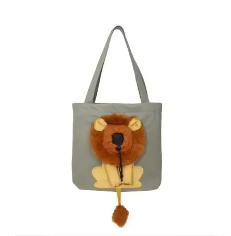 Small Lion Cat Bag Shoulder Bag Diagonal Cross Handbag Small Kind Dog Animal Cartoon Canvas Pet Bags Ladies' and Children'S Bags