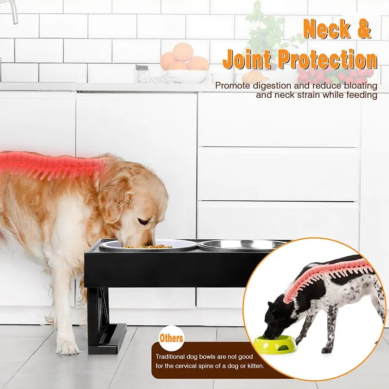 Adjustable Stainless Steel Dog Feeding Bowl 