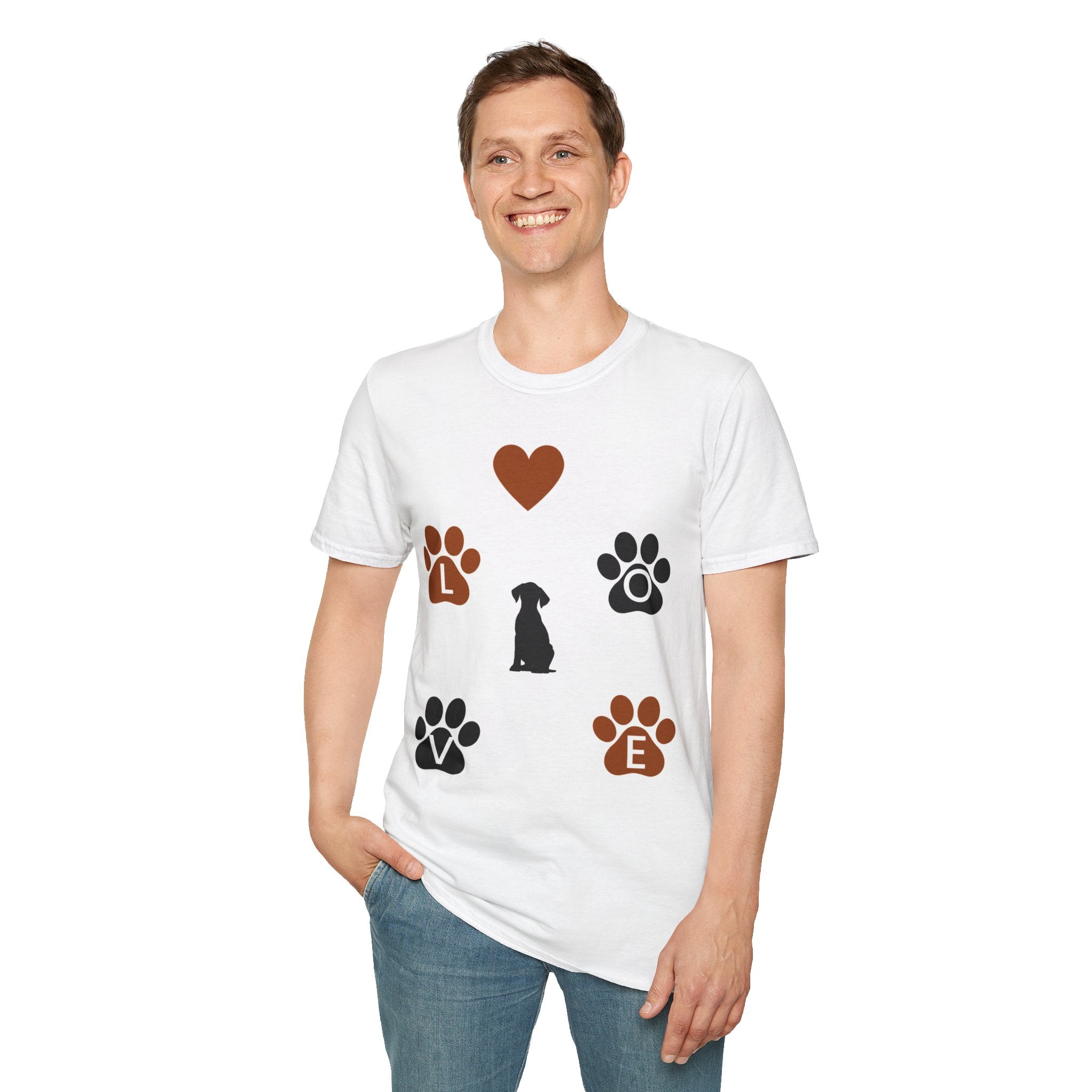 Dog Love Design Unisex White T-Shirt