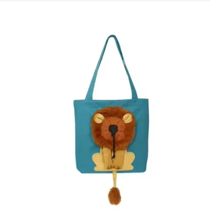Small Lion Cat Bag Shoulder Bag Diagonal Cross Handbag Small Kind Dog Animal Cartoon Canvas Pet Bags Ladies' and Children'S Bags