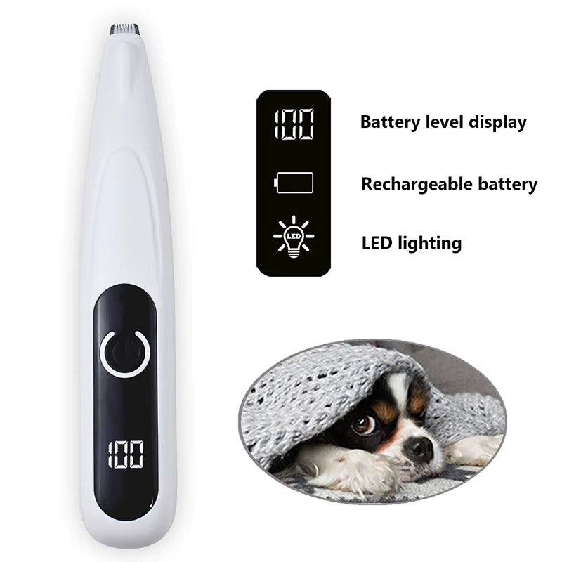 Professional Dog Cat Paw Trimmer Pet Ear Face Hair Grooming Shaver Foot Clipper Haircut Machine with LED Light