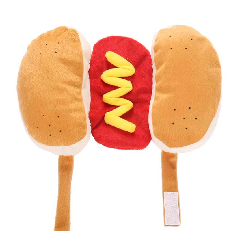 Funny Halloween Dog Costumes Hot Dog Shaped Dachshund Sausage Adjustable Clothes Pet Apparel Dressing up Cat Party Costume Suit