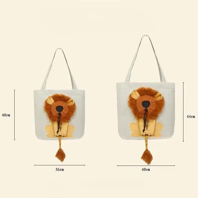 Small Lion Cat Bag Shoulder Bag Diagonal Cross Handbag Small Kind Dog Animal Cartoon Canvas Pet Bags Ladies' and Children'S Bags