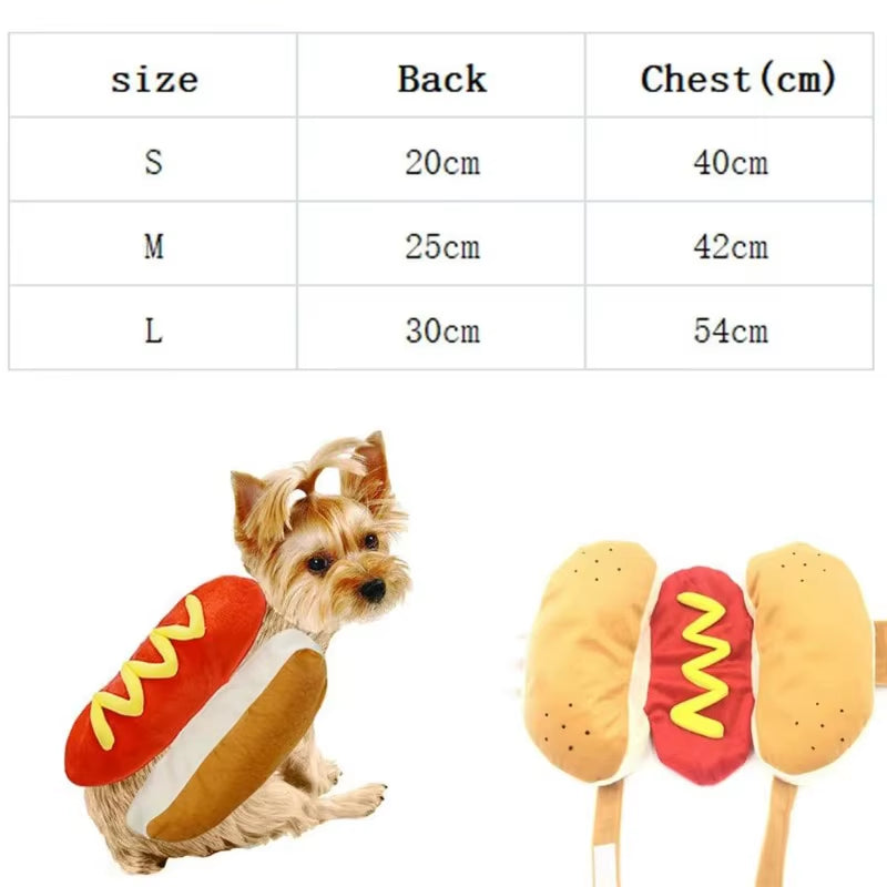 Funny Halloween Dog Costumes Hot Dog Shaped Dachshund Sausage Adjustable Clothes Pet Apparel Dressing up Cat Party Costume Suit