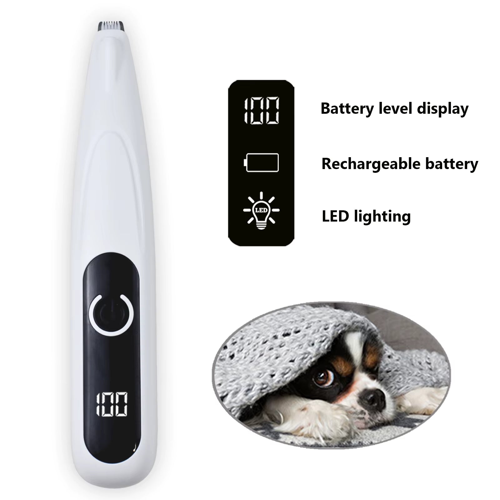 Professional Dog Cat Paw Trimmer Pet Ear Face Hair Grooming Shaver Foot Clipper Haircut Machine with LED Light