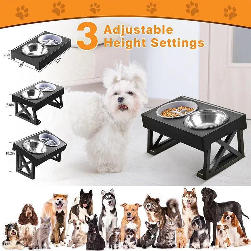 Adjustable Stainless Steel Dog Feeding Bowl 