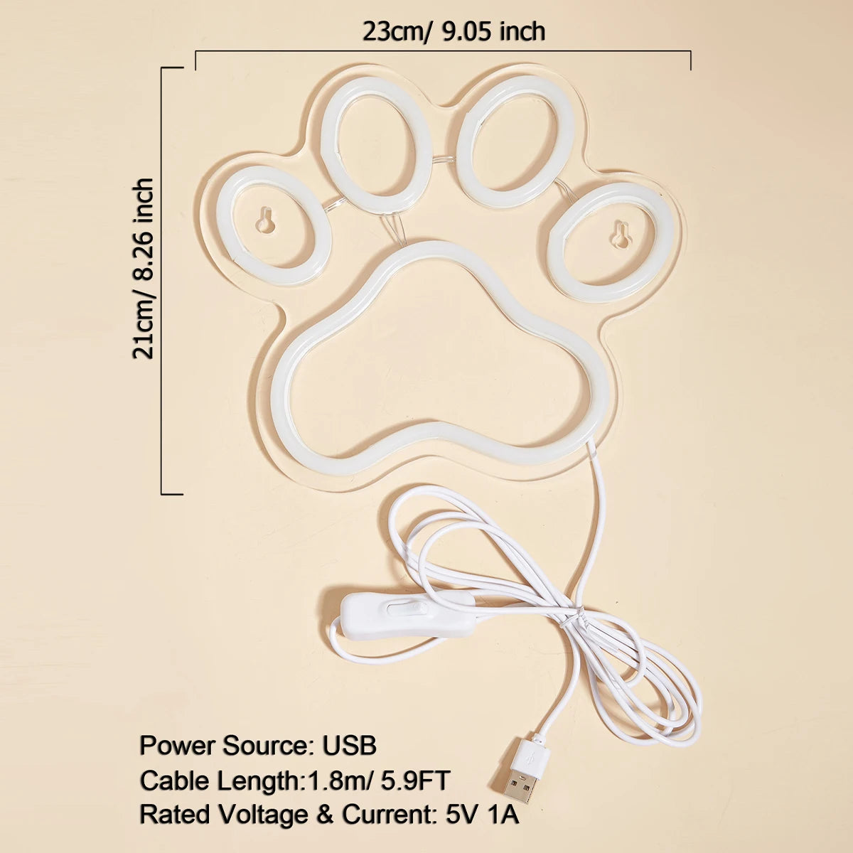 USB Powered LED Pet Paw Night Light