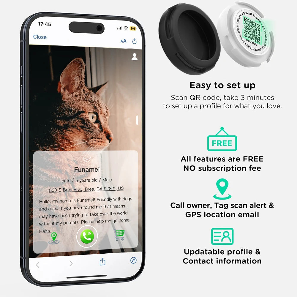 GPS Tracker Cat Collar with Airtag &  Case