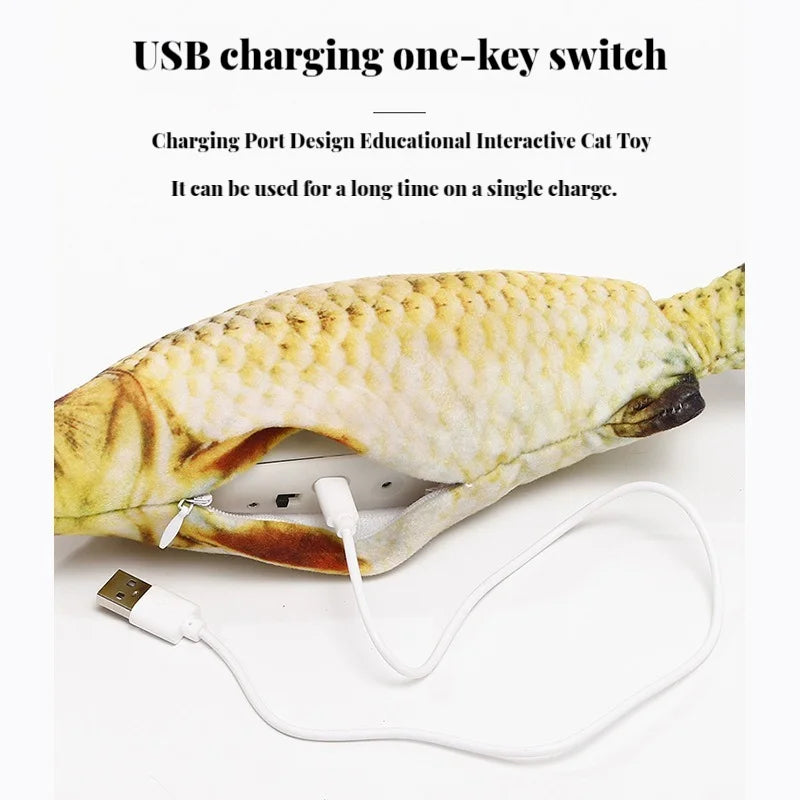Cat Toys Electric Fish with USB Charging Built-In Lithium Battery Simulation Realistic Pet Molar Interactive Toys Pet Supplies