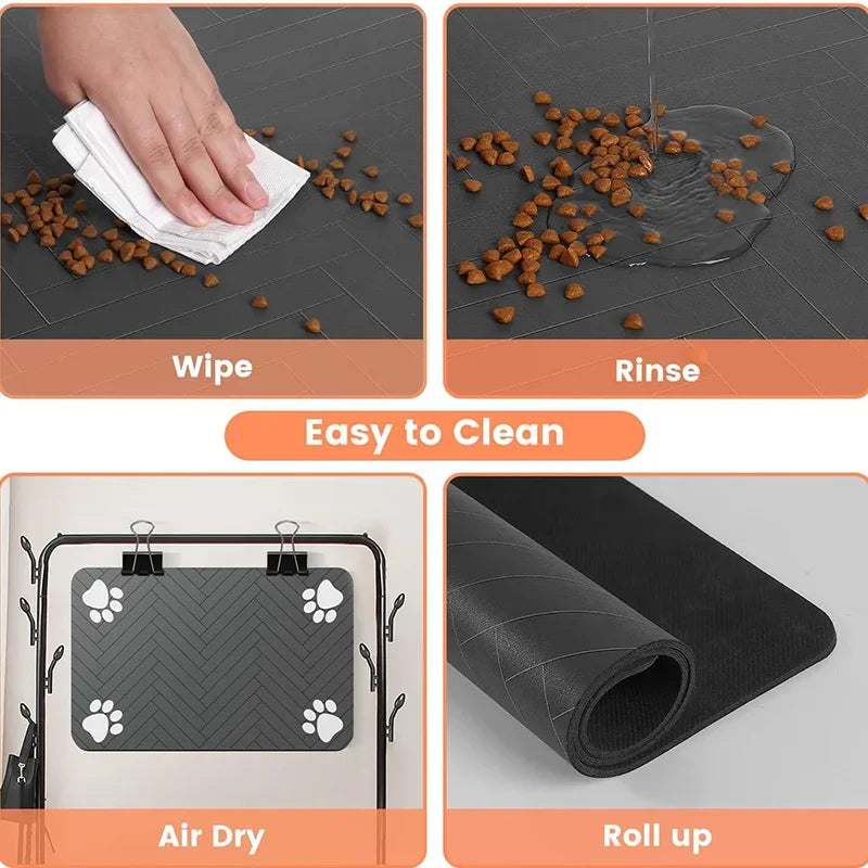 Pet Placemat Dog Food Bowl Mat Drinking Feeding Placemat for Dog Cat Quick Dry Mat Waterproof Pet Bowl Pad Feeder Mats