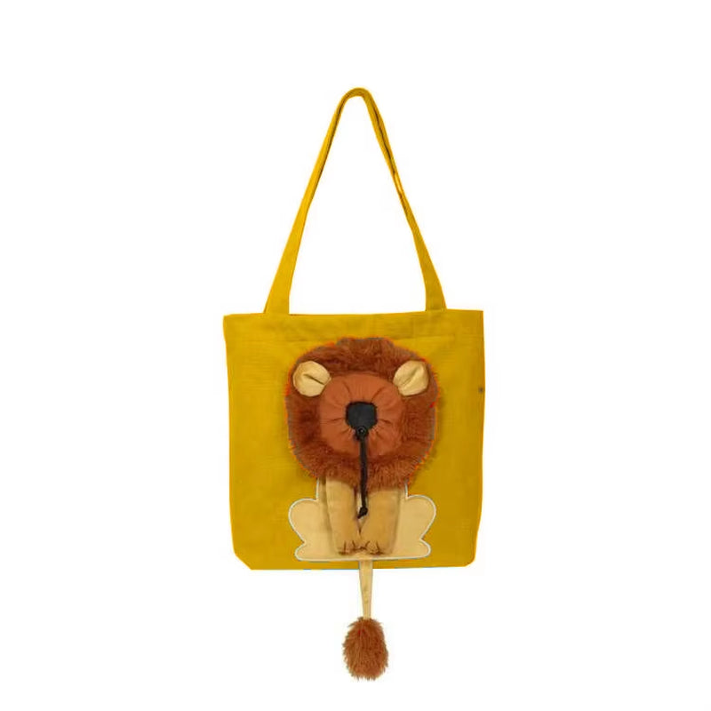 Small Lion Cat Bag Shoulder Bag Diagonal Cross Handbag Small Kind Dog Animal Cartoon Canvas Pet Bags Ladies' and Children'S Bags