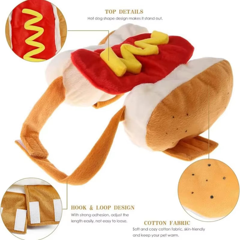 Funny Halloween Dog Costumes Hot Dog Shaped Dachshund Sausage Adjustable Clothes Pet Apparel Dressing up Cat Party Costume Suit