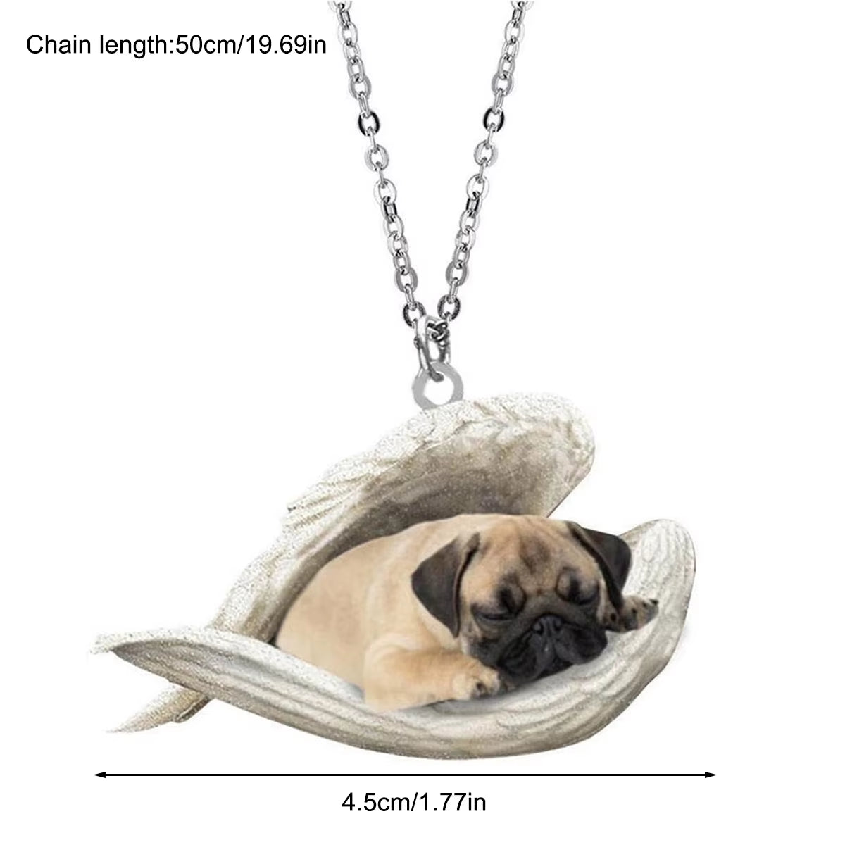 Adorable Sleeping Dog Angel Wings Necklace 