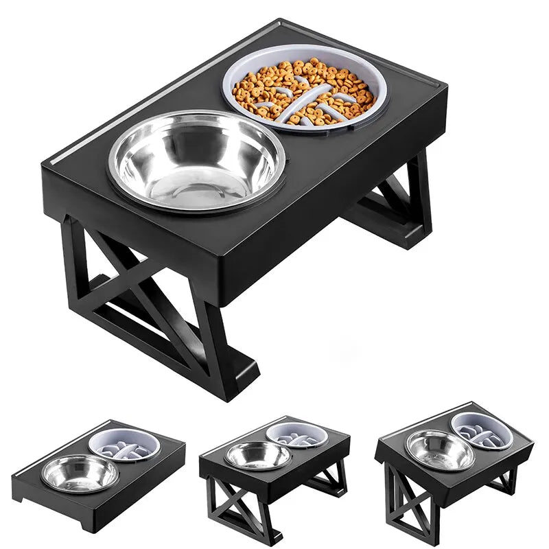Adjustable Stainless Steel Dog Feeding Bowl 