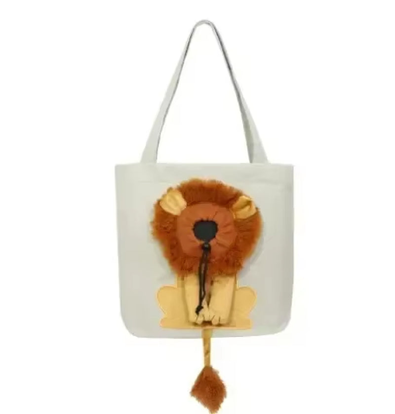 Small Lion Cat Bag Shoulder Bag Diagonal Cross Handbag Small Kind Dog Animal Cartoon Canvas Pet Bags Ladies' and Children'S Bags